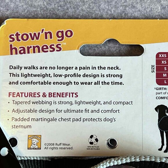 Ruffwear XXS Stow'n Go Harness in Black - NWT - Picture 3 of 4